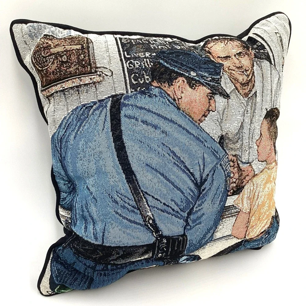 The Northwest Co Norman Rockwell The‎ Runaway Woven Tapestry Throw Pillow 17x17
